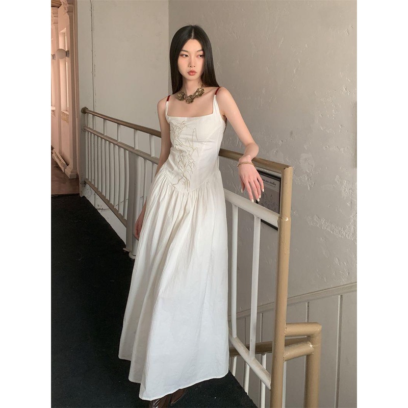 Đầm Hai Dây Dáng Dài Thêu Họa Tiết Phong Cách Trung Hoa Thời Trang Mùa Hè 2023 Mới