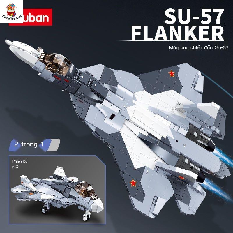 Tương thích với khối xây dựng Lego Nga 57 mô hình máy bay chiến đấu Su-27 quân sự loạt máy bay lắp ráp đồ c