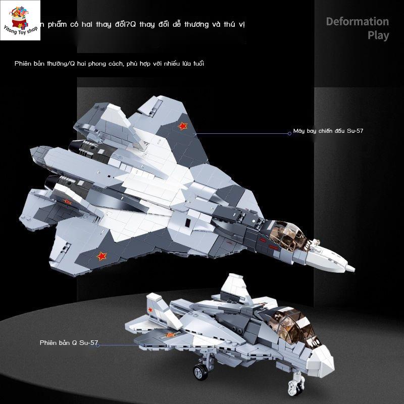 Tương thích với khối xây dựng Lego Nga 57 mô hình máy bay chiến đấu Su-27 quân sự loạt máy bay lắp ráp đồ c