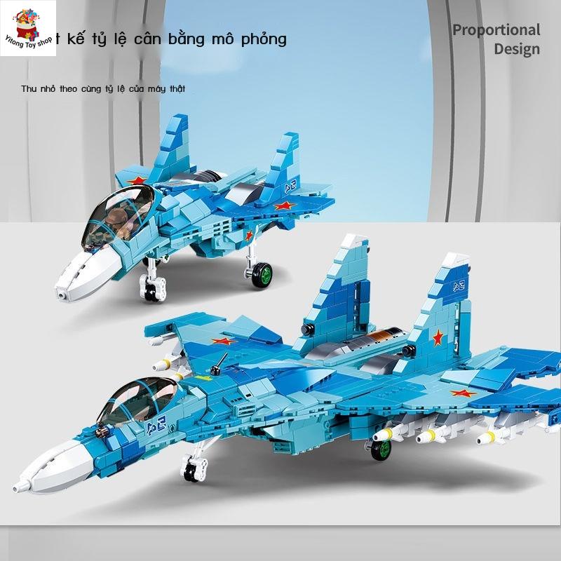 Tương thích với khối xây dựng Lego Nga 57 mô hình máy bay chiến đấu Su-27 quân sự loạt máy bay lắp ráp đồ c