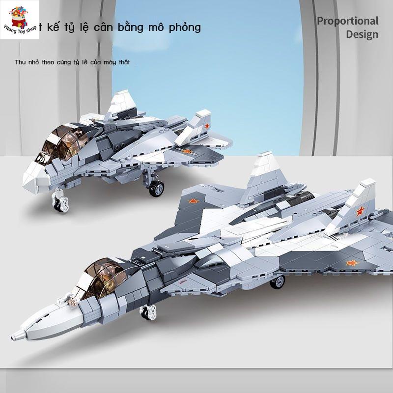 Tương thích với khối xây dựng Lego Nga 57 mô hình máy bay chiến đấu Su-27 quân sự loạt máy bay lắp ráp đồ c