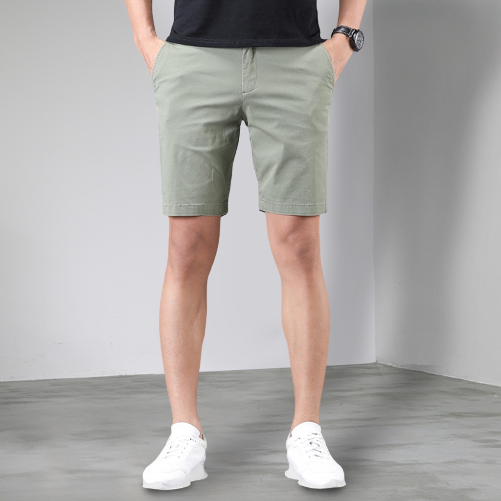 Quần Đùi Short Nam Kaki Vải Cotton Sẽ Mềm Mịn Sau Khi Giặt, Quần Short Kaki Nam Vicenzo Đứng Form Nhiều Màu Qskn02