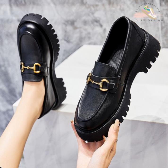 Giầy búp bê nữ da mềm quai xích đôn đế cao 4cm, giày nữ đi học ULZZANG SHOES phong cách hàn quốc