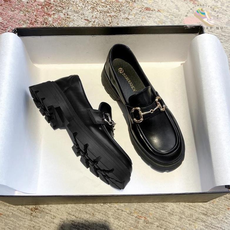 Giầy búp bê nữ da mềm quai xích đôn đế cao 4cm, giày nữ đi học ULZZANG SHOES phong cách hàn quốc