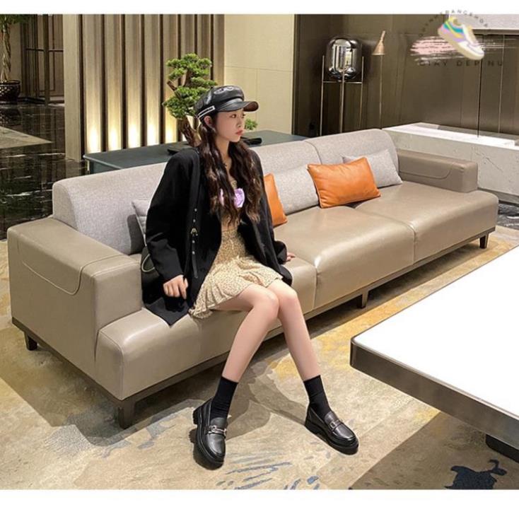 Giầy búp bê nữ da mềm quai xích đôn đế cao 4cm, giày nữ đi học ULZZANG SHOES phong cách hàn quốc