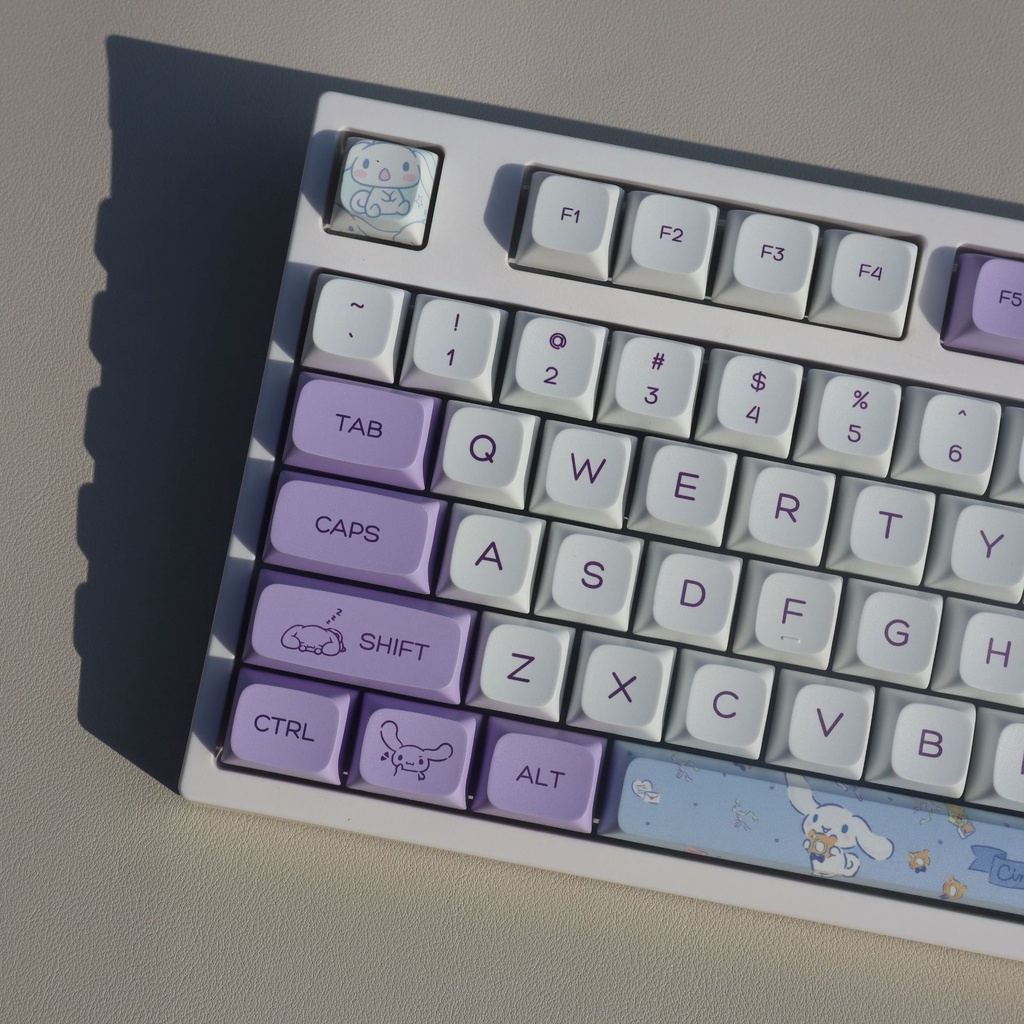 Quế Chó Cinnamoroll Keycap 144 Phím XDA Profile PBT Nắp Phím Cho Bàn Phím Cơ DIY