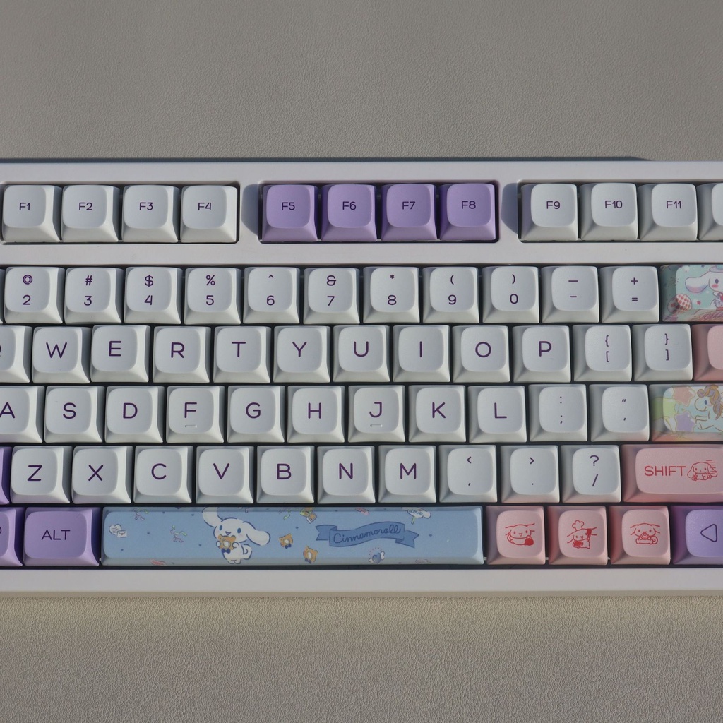 Quế Chó Cinnamoroll Keycap 144 Phím XDA Profile PBT Nắp Phím Cho Bàn Phím Cơ DIY