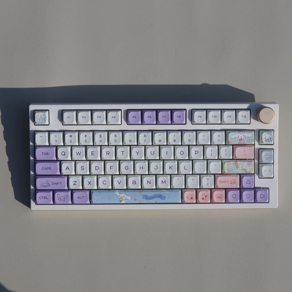 Quế Chó Cinnamoroll Keycap 144 Phím XDA Profile PBT Nắp Phím Cho Bàn Phím Cơ DIY