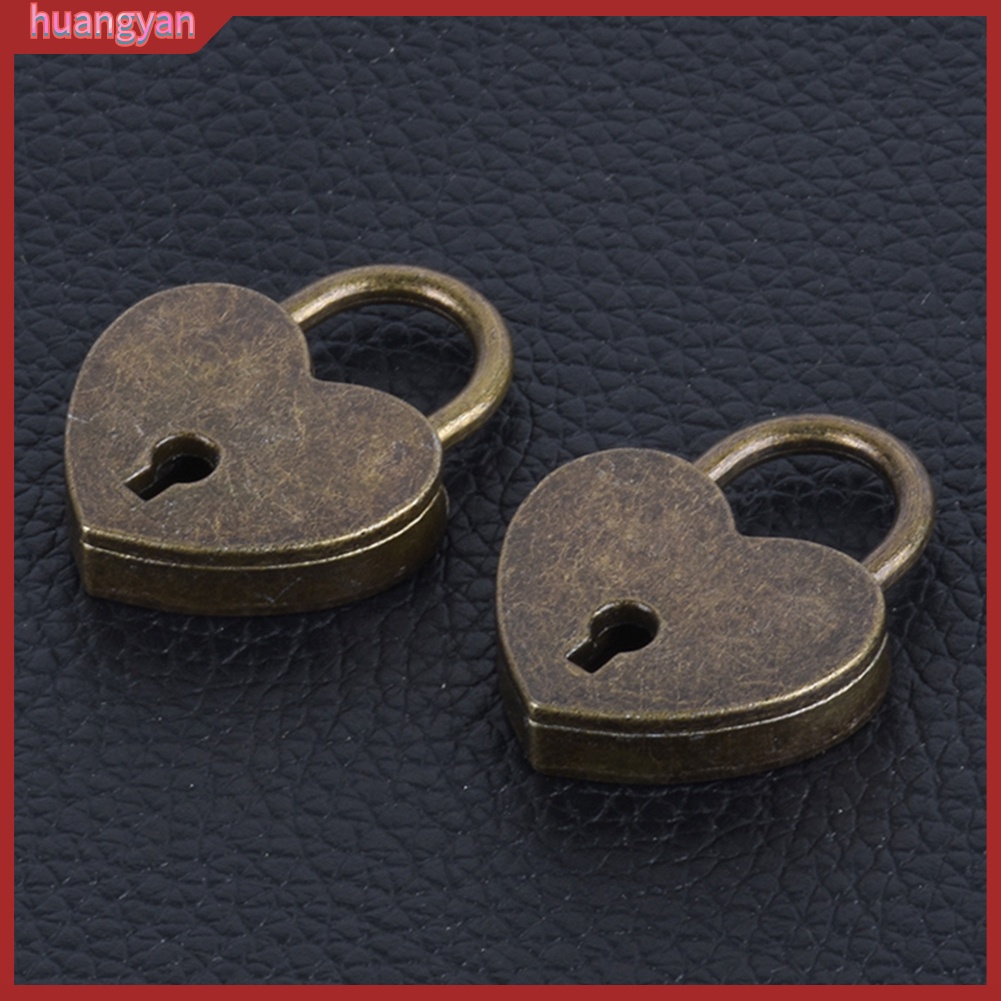 HY| Ổ khóa mini hình trái tim có chìa khóa phong cách vintage dành cho va li du lịch
