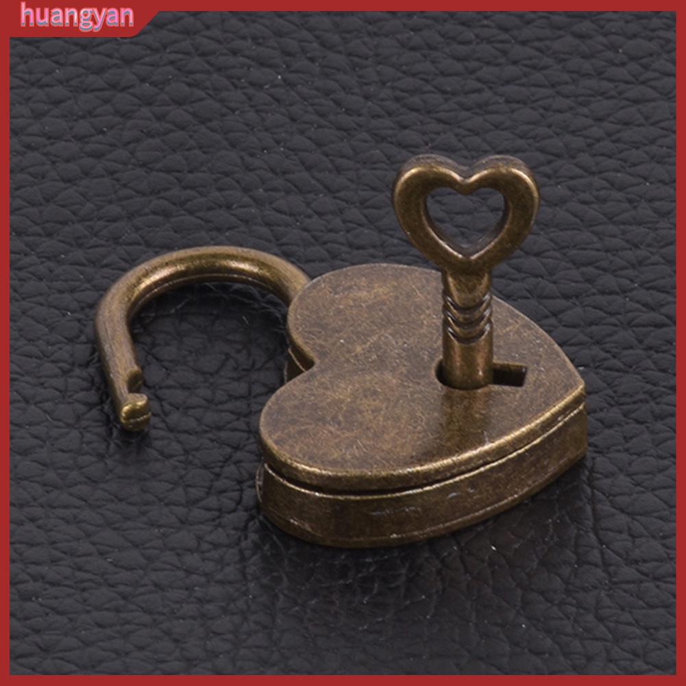 HY| Ổ khóa mini hình trái tim có chìa khóa phong cách vintage dành cho va li du lịch