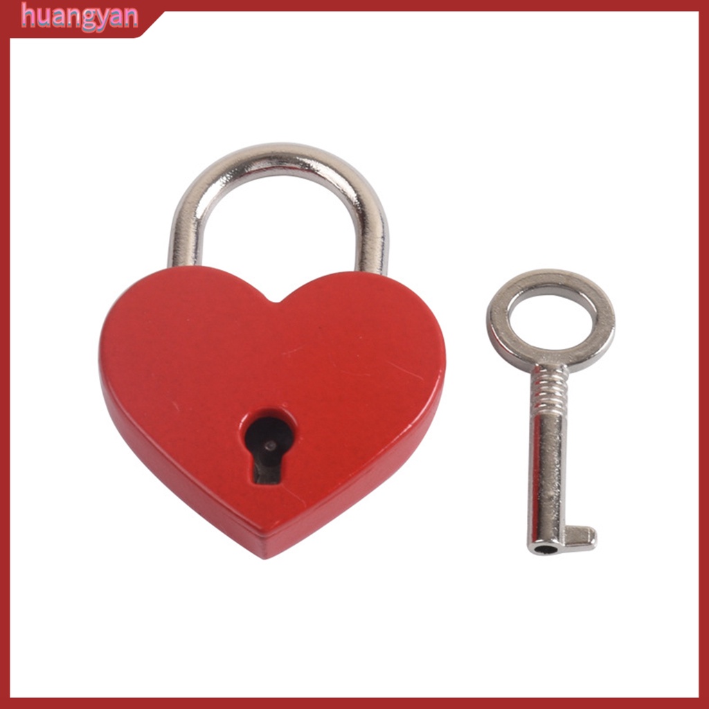 HY| Ổ khóa mini hình trái tim có chìa khóa phong cách vintage dành cho va li du lịch