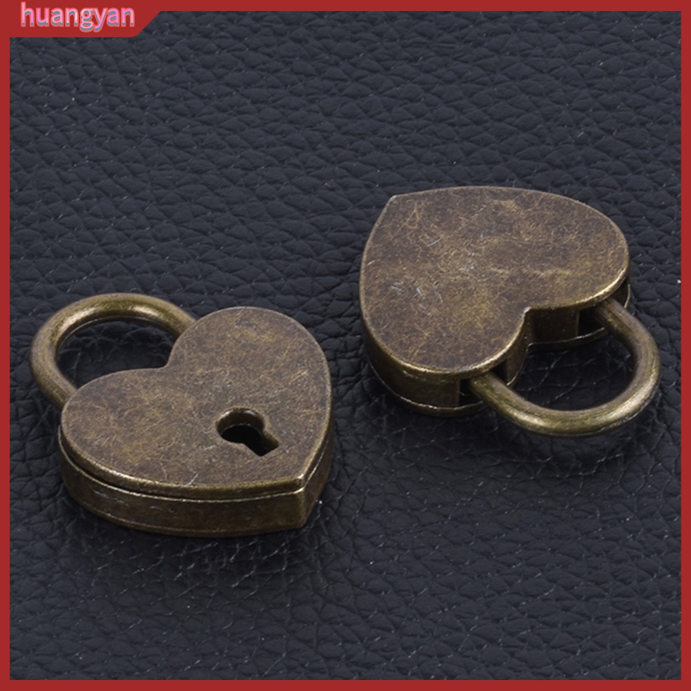 HY| Ổ khóa mini hình trái tim có chìa khóa phong cách vintage dành cho va li du lịch