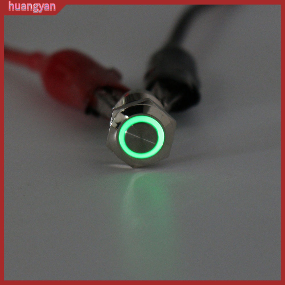 HY| Công tắc nút nhấn thiết kế có đèn led màu xanh lục đa năng chuyên dụng 12mm