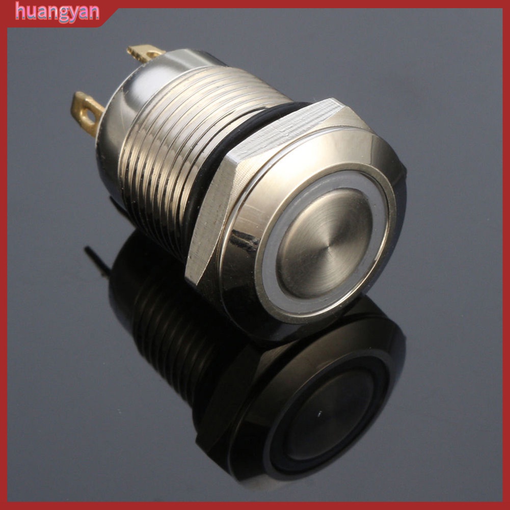 HY| Công tắc nút nhấn thiết kế có đèn led màu xanh lục đa năng chuyên dụng 12mm