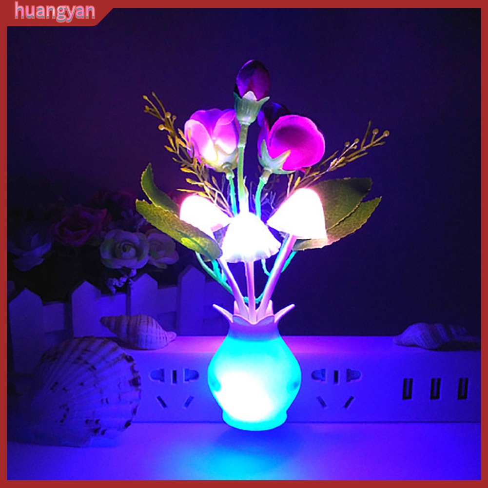 HY| Đèn ngủ 4 bóng LED cảm biến hình hoa hồng/ nấm đáng yêu