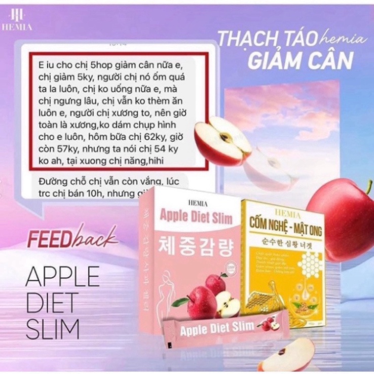 Thạch táo giảm cân Hemia (tặng cốm nghệ)