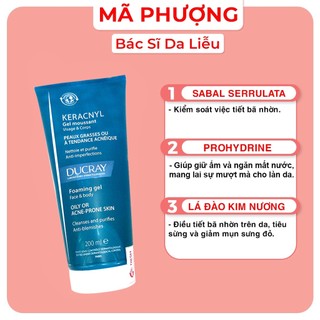 [CHÍNH HÃNG] Sữa rửa mặt mụn Ducray keracnyl