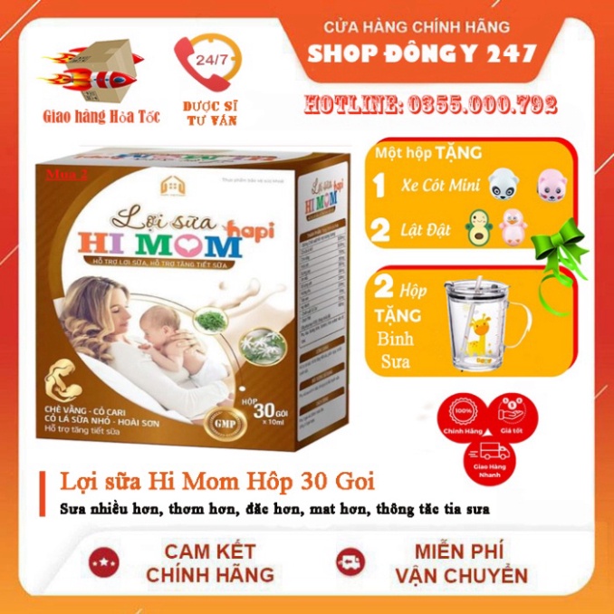 Lợi Sữa Hi Mom - Giúp Tăng Tiết Sữa,Mát Sữa,Thông Tắc Tuyến Sữa,Lợi Sữa Hapi - Hộp 30 gói