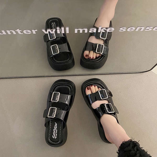 Dép Sandal Đế Dày Phối Khóa Cài Thời Trang Dành Cho Nữ