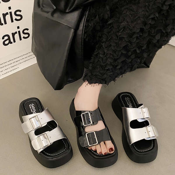 Dép Sandal Đế Dày Phối Khóa Cài Thời Trang Dành Cho Nữ