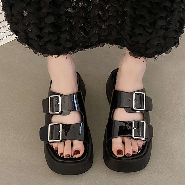 Dép Sandal Đế Dày Phối Khóa Cài Thời Trang Dành Cho Nữ