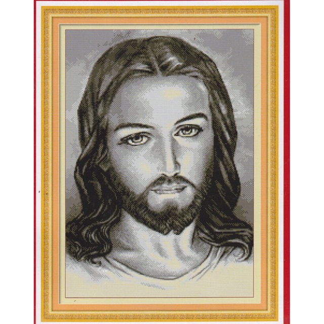 Tranh thêu chữ thập chân dung Chúa - A977 (49x66) chưa thêu