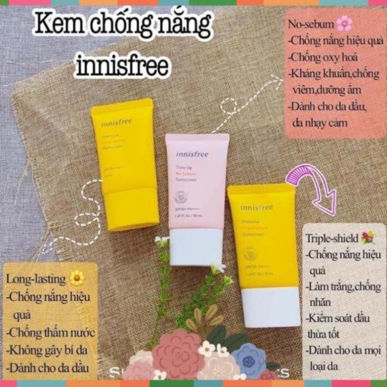 Mẫu mới- Kem chống nắng trắng da dưỡng ẩm innisfree kiềm dầu tốt 50ml Hàn Quốc -Moris