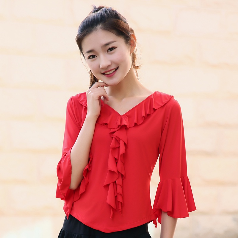 Áo Khoác Khiêu Vũ Latin Vải Lụa Sữa Tay Loe Hình Vuông Thời Trang Cao Cấp 7.25