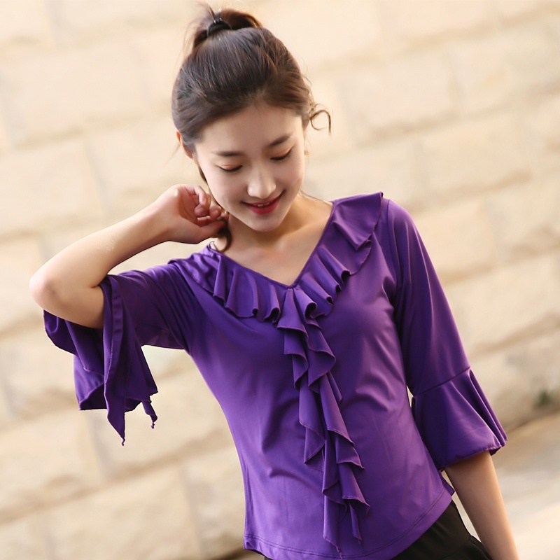 Áo Khoác Khiêu Vũ Latin Vải Lụa Sữa Tay Loe Hình Vuông Thời Trang Cao Cấp 7.25