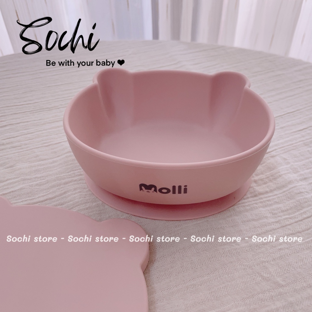 Bộ ăn dặm bát, thìa, dĩa cốc Bear silicone cho bé
