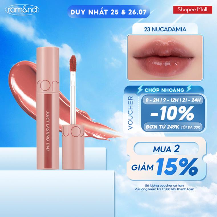 Son Tint lì cho môi căng mọng Hàn Quốc Romand Juicy Lasting Tint Ripe Fruit 5.5g Son_Roman