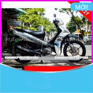 Tem Rời Dán xe Sirius Fi MX trắng xanh