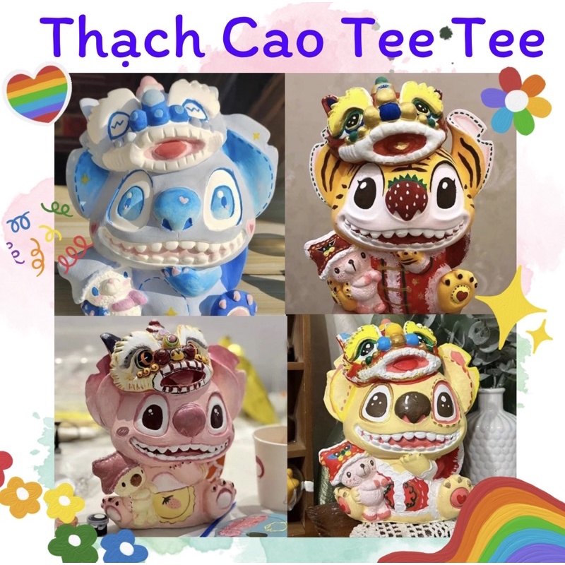 Tượng tô màu thạch cao size XXL Stitch đầu lân cao cấp