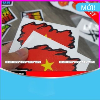 Tem kiểu Lá cờ Việt Nam 7,5 x 5,5 cm dán mặt nạ, đầu đèn, dán xe, điện thoại, laptop, bình nước, dán đâu tùy thích