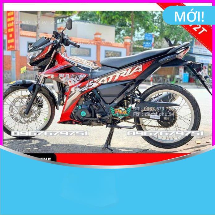 Tem Rời Dán Xe Satria Đỏ Trắng đen Thỏ Ohlins