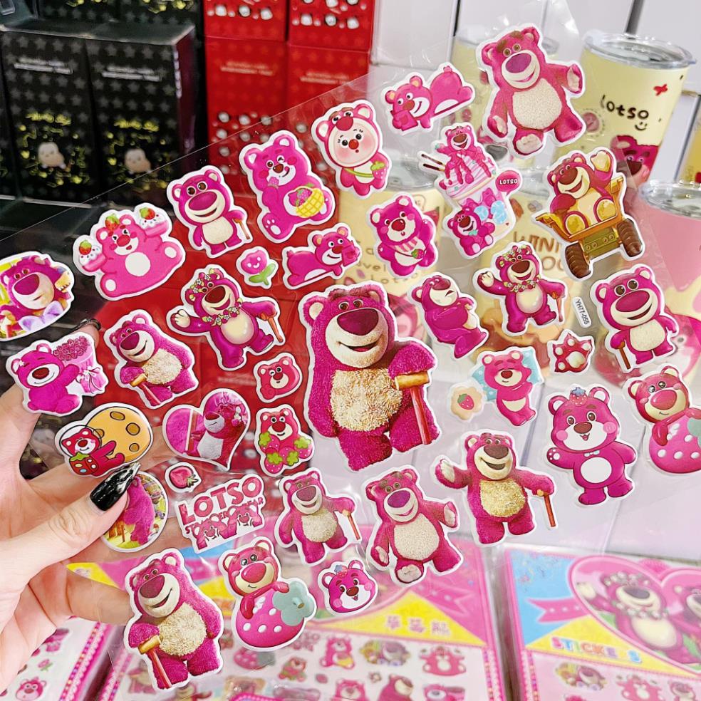 Sticker nổi gấu dâu, hình dán gấu dâu