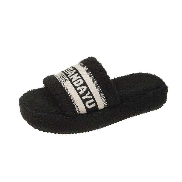 Dép Đi Trong Nhà Đế Dày Phối Lông Xinh Xắn Dành Cho Nữ