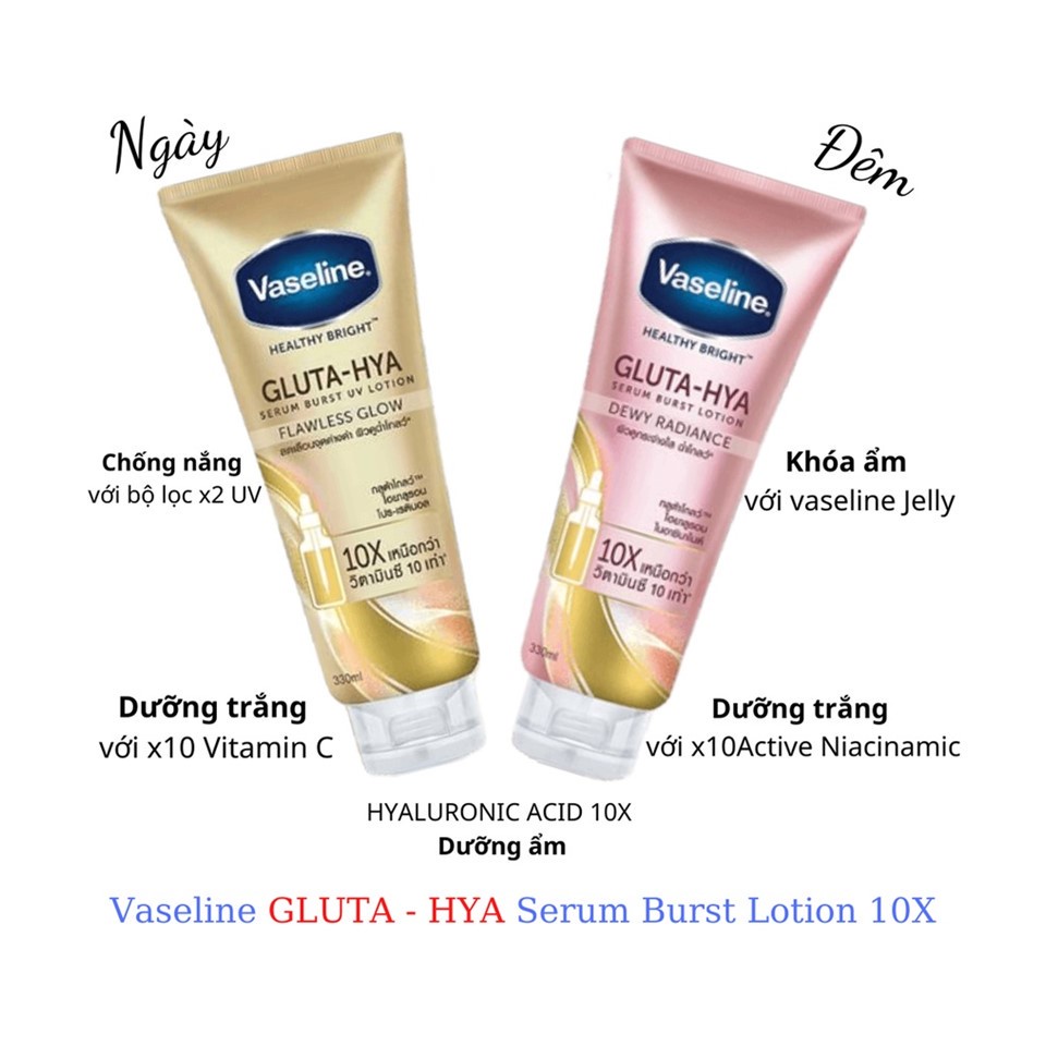Sữa Dưỡng Thể Sáng Da Chống Nắng Vaseline Healthy Bright Gluta-Hya Serum Brust UV Lotion 330ml
