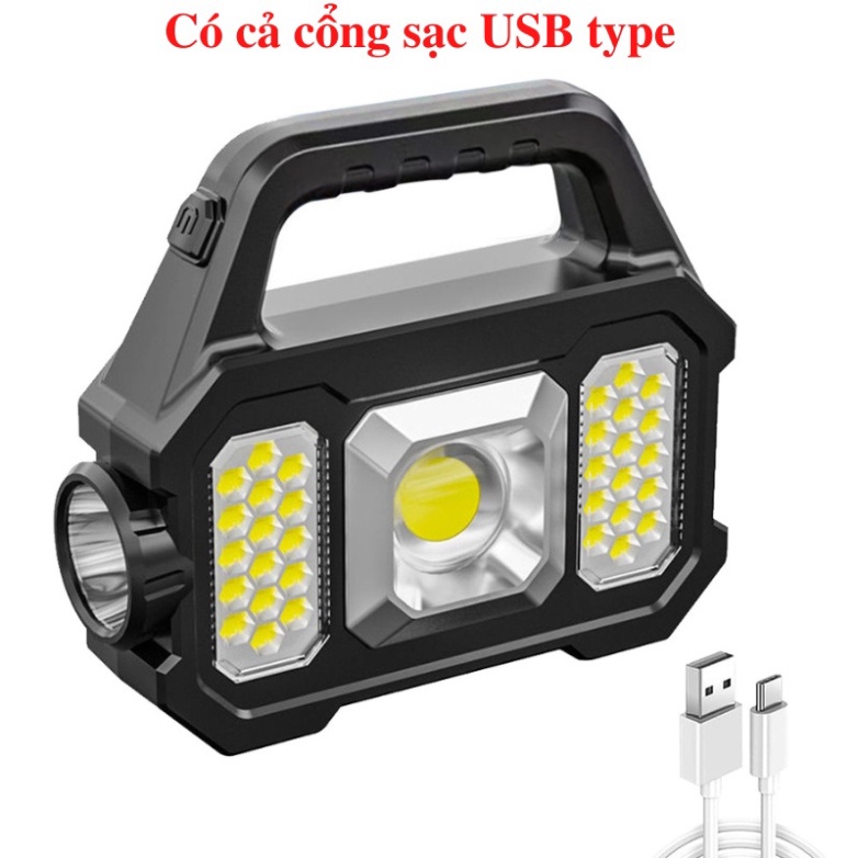 Đèn pin xách tay chống nước đèn bin COB chiếu xa tích điện năng lượng mặt trời1200mAh