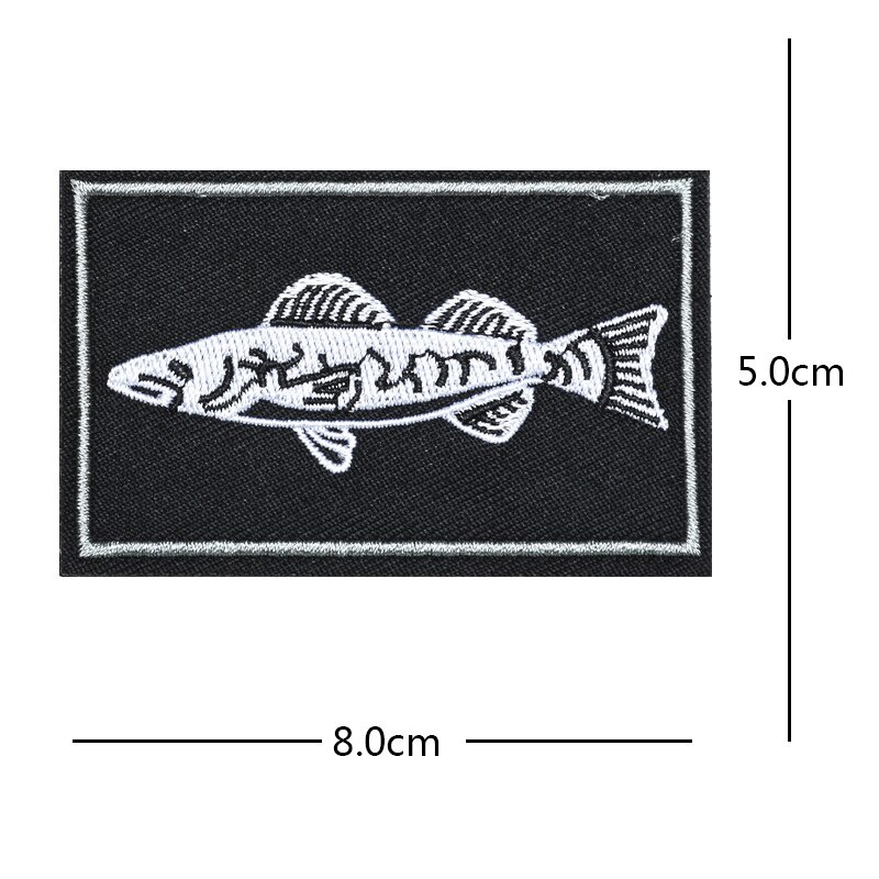 Sticker ủi nhiệt thêu hình logo câu cá-xương cá - fishing đẹp độc đáo lạ - Patch ủi quần áo balo H126