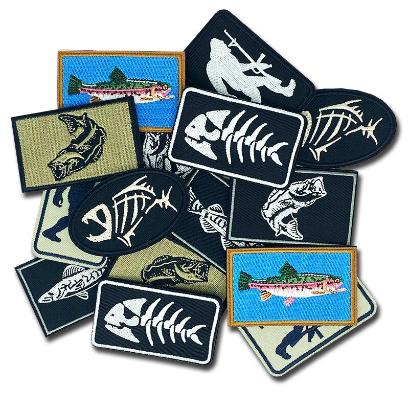 Sticker ủi nhiệt thêu hình logo câu cá-xương cá - fishing đẹp độc đáo lạ - Patch ủi quần áo balo H126