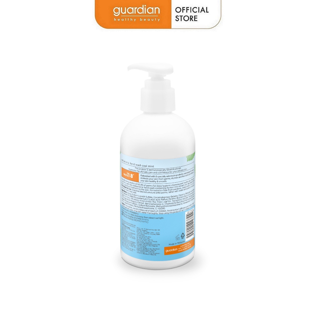 Nước Rửa Tay Sạch Khuẩn Guardian Antibacterial Handwash Cool Mint Bạc Hà Mát Lạnh 250ml