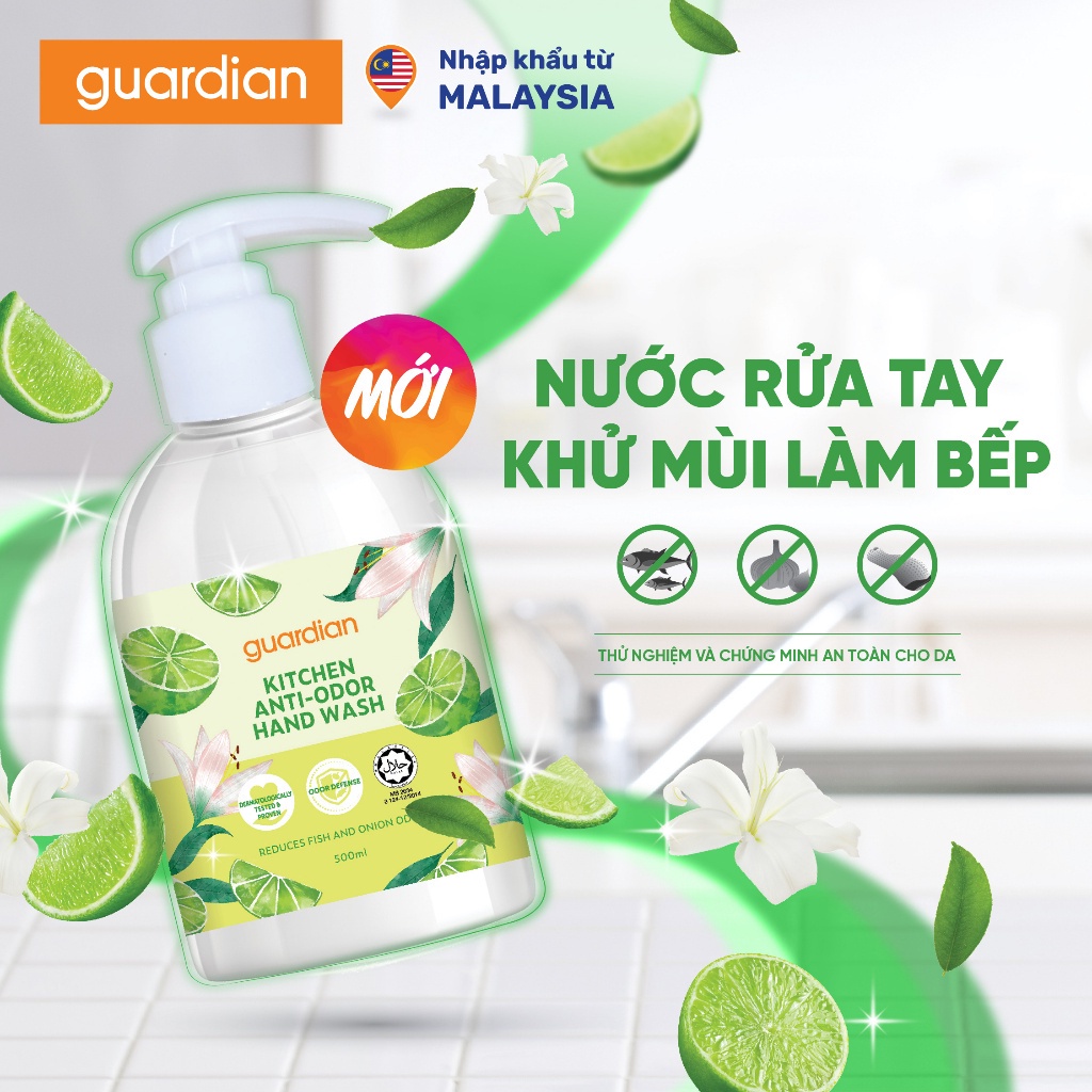 Nước Rửa Tay Khử Mùi Làm Bếp Guardian Anti-Odor Kitchen Hand Wash 500ml