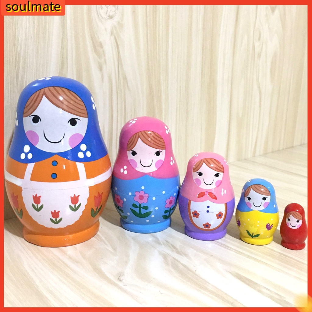 Búp Bê Nga Matryoshka 5 Lớp Bằng Gỗ Xinh Xắn Dùng Làm Quà Tặng