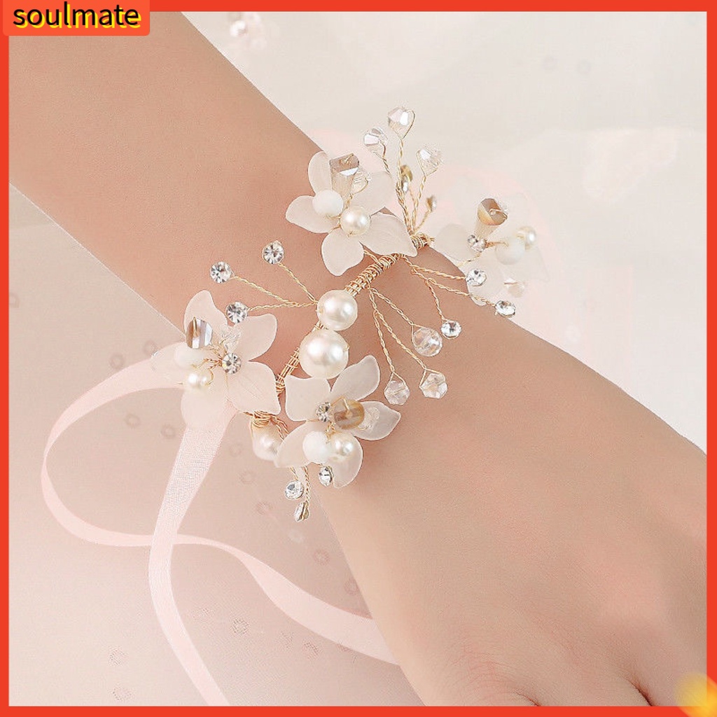 Vòng Đeo Cổ Tay Cô Dâu Đính Hoa Thiết Kế Tinh Tế Thoải Mái