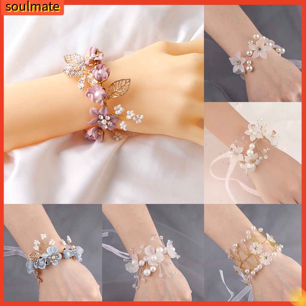 Vòng Đeo Cổ Tay Cô Dâu Đính Hoa Thiết Kế Tinh Tế Thoải Mái