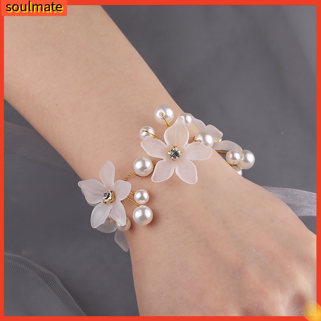 Vòng Đeo Cổ Tay Cô Dâu Đính Hoa Thiết Kế Tinh Tế Thoải Mái