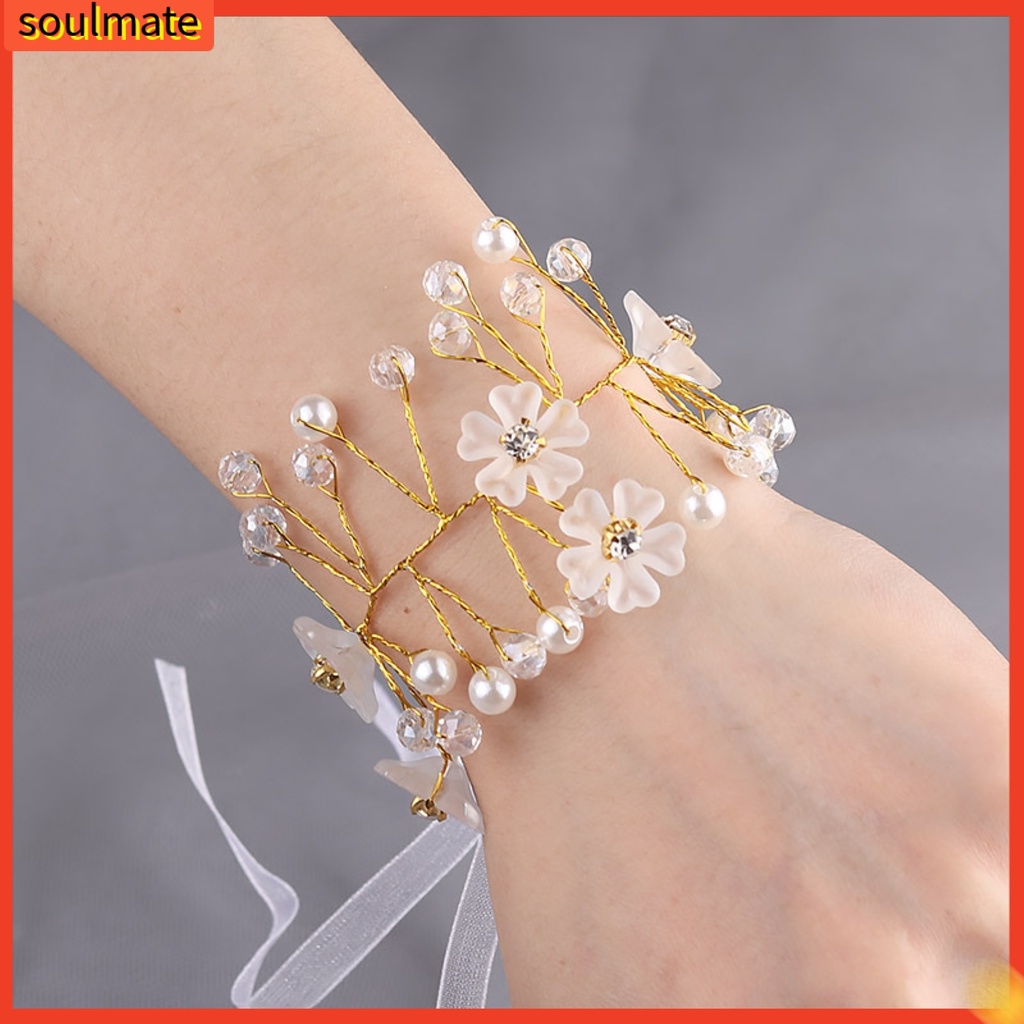 Vòng Đeo Cổ Tay Cô Dâu Đính Hoa Thiết Kế Tinh Tế Thoải Mái