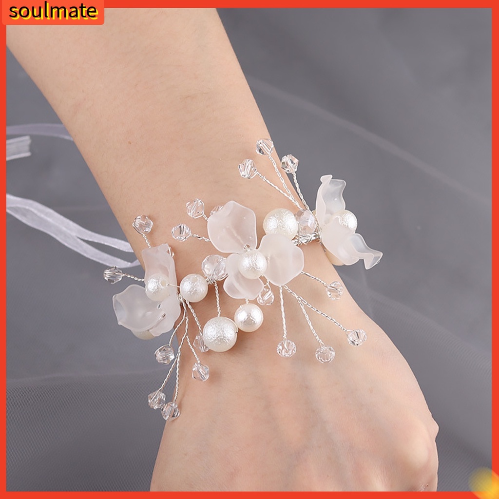 Vòng Đeo Cổ Tay Cô Dâu Đính Hoa Thiết Kế Tinh Tế Thoải Mái