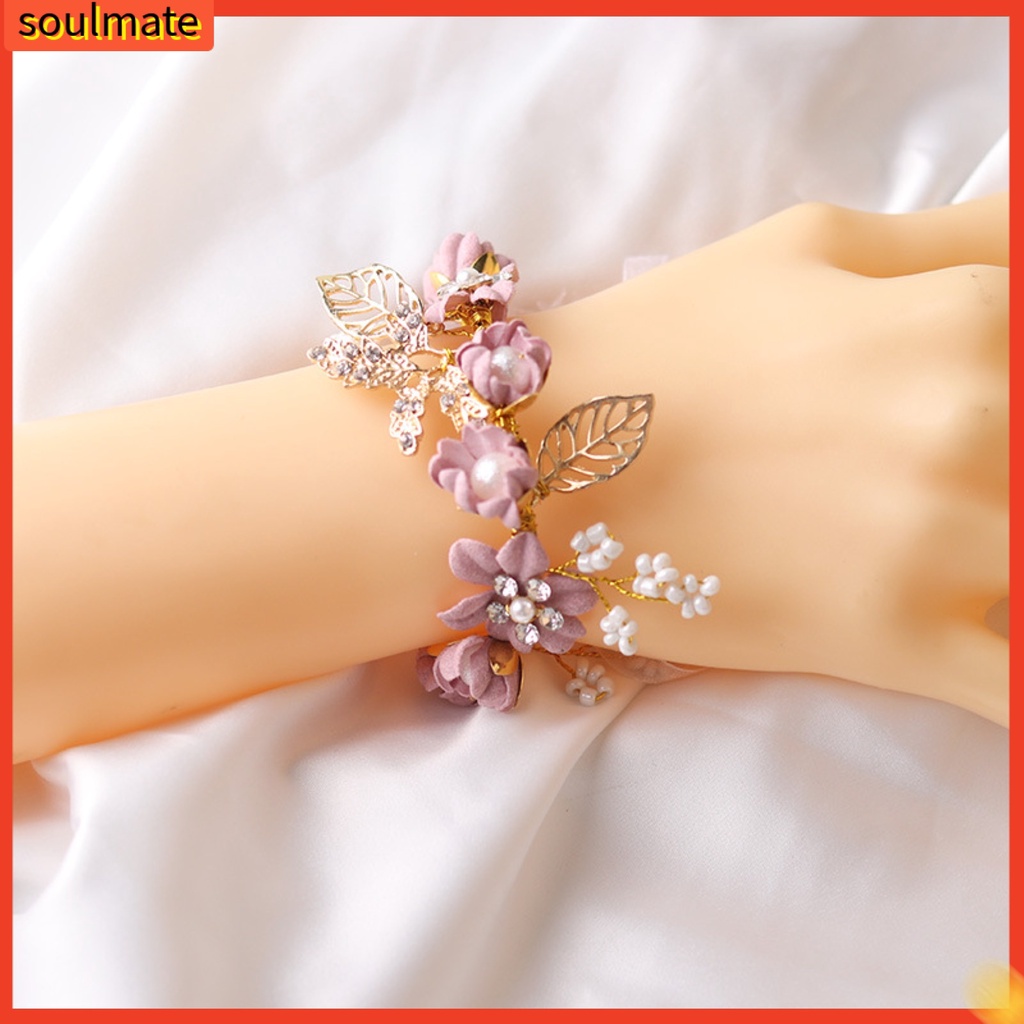 Vòng Đeo Cổ Tay Cô Dâu Đính Hoa Thiết Kế Tinh Tế Thoải Mái